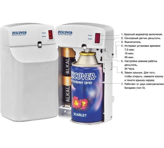 Автоматический освежитель воздуха DISCOVER белый DSR0085