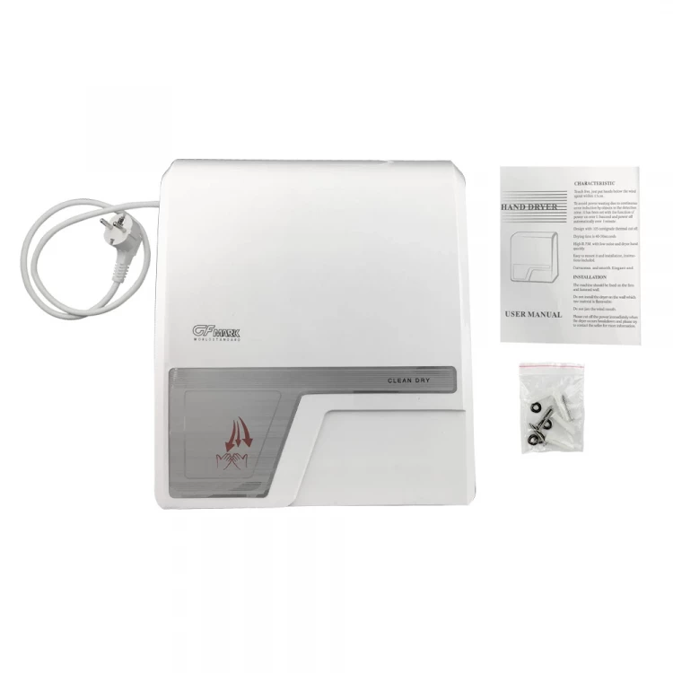 Сушилка для рук GFmark 6908, ABS-пластик, белая, квадратная 1500W