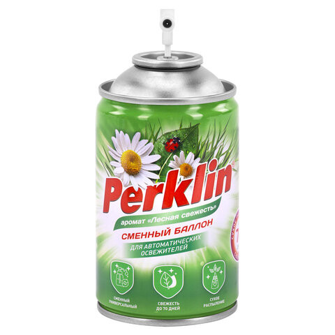 Сменный баллон 250 мл PERKLIN (ПЕРКЛИН) "Лесная свежесть", для автоматических освежителей, универсальный, 609799