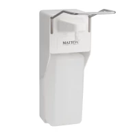 Дозатор жидкого МЫЛА и ДЕЗИНФЕКЦИИ, ЛОКТЕВОЙ, пластик АБС, БЕЛЫЙ, 1000 мл,