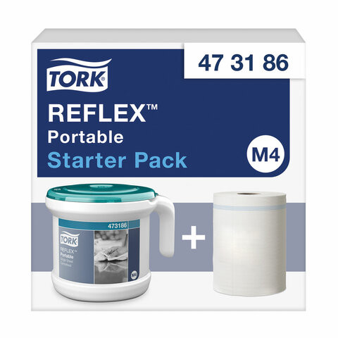 Диспенсер для полотенец переносной, TORK (Система M4) Reflex, стартовый набор с полотенцем, белый, 473186 Диспенсер для полотенец переносной, TORK (Система M4) Reflex, стартовый набор с полотенцем, белый, 473186